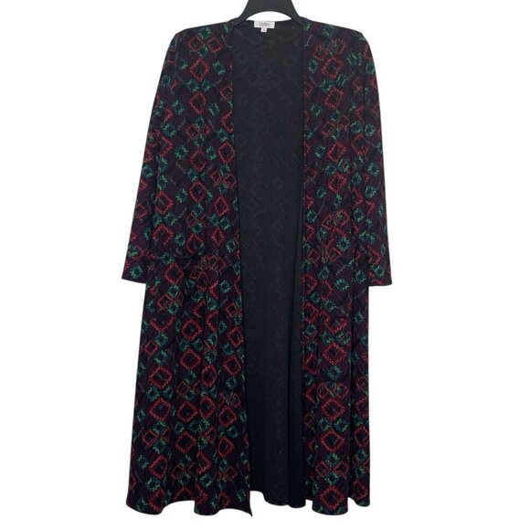Lularoe Womens Sarah Long Duster Size Small Geometric Cardigan Front Pockets - Picture 4 of 9